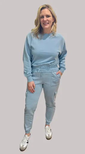 Light Blue Fleece Lined Cargo Lounge Set