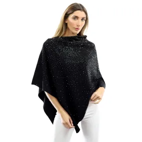 Light Weight Poncho with Embellishments- Black