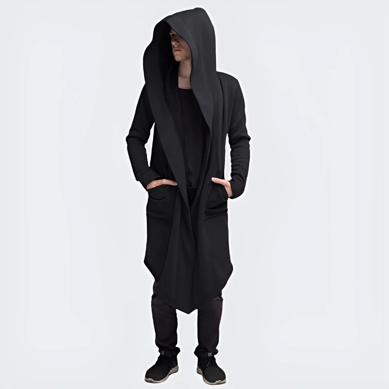 Long Black Hooded Cloak