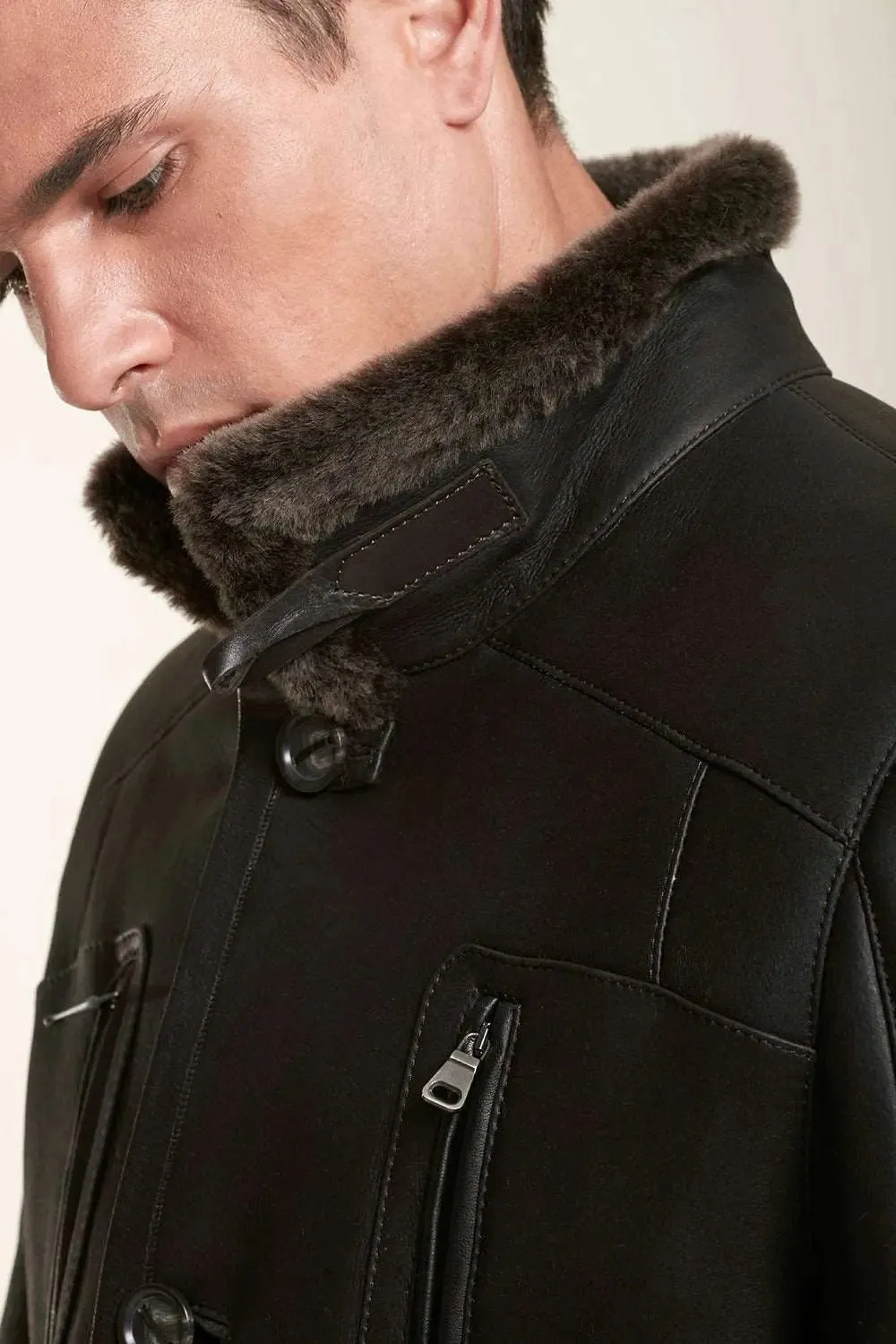 Long sheepskin jacket for men