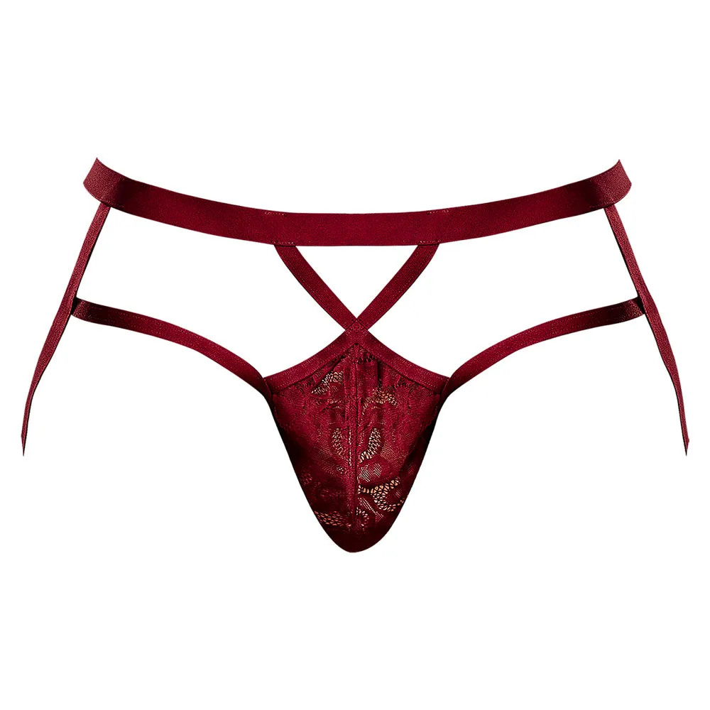 Male Power Lucifer Strappy Jock Burgundy S/M