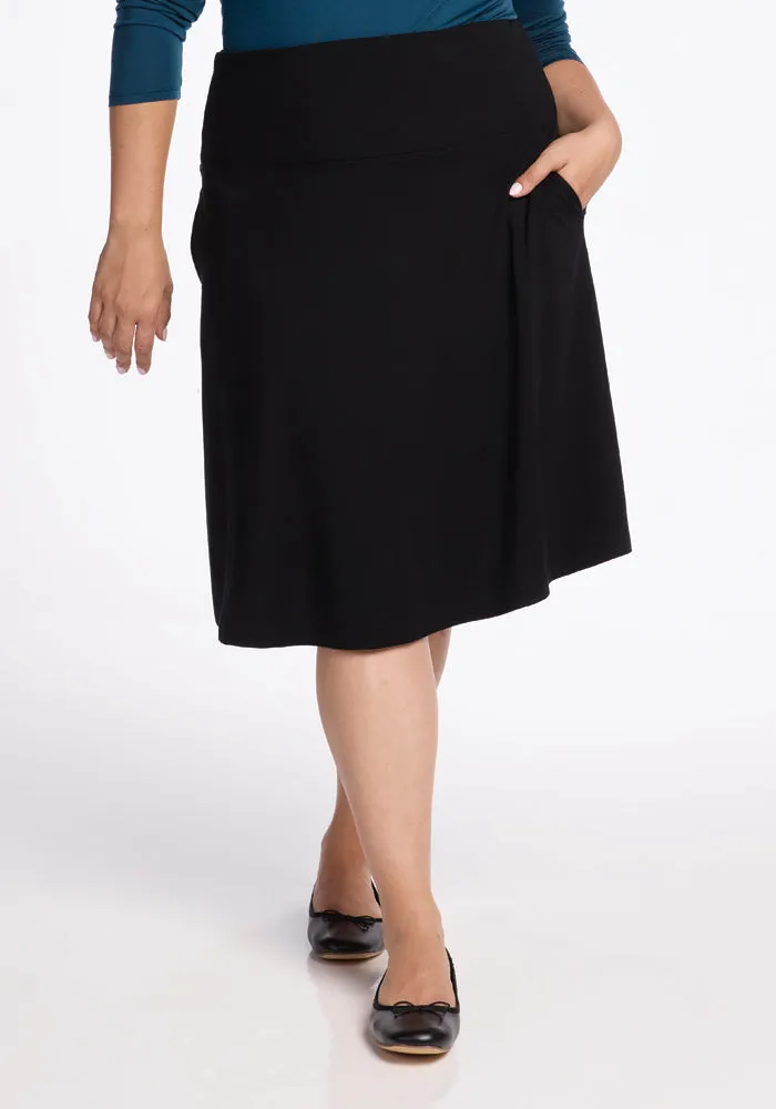 Marilyn Flowy Midi Skirt - Black