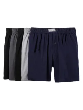 Men's 6 Pack Plain Knit Boxers Set,Black/Grey