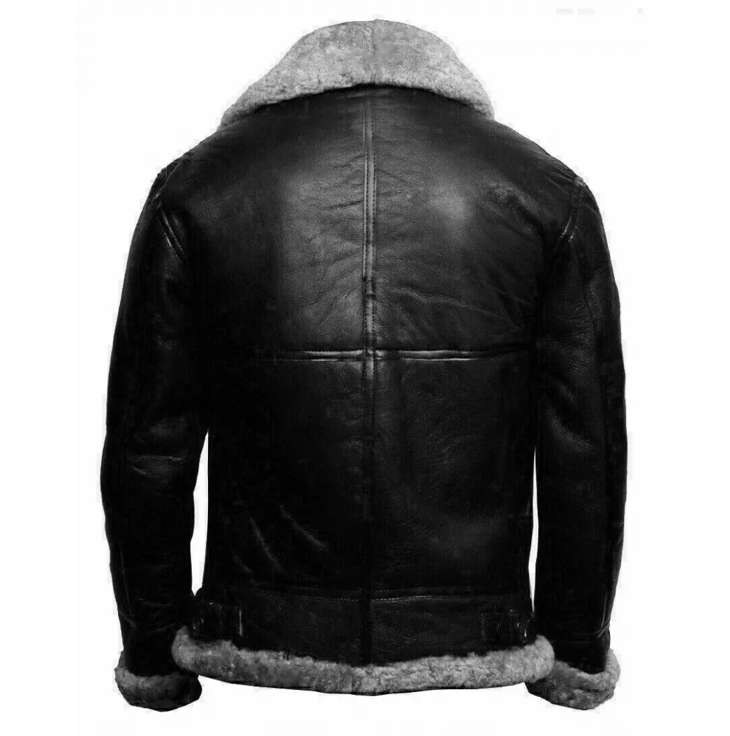 Mens Flying Aviator Sheepskin Brown Shearling Jacket