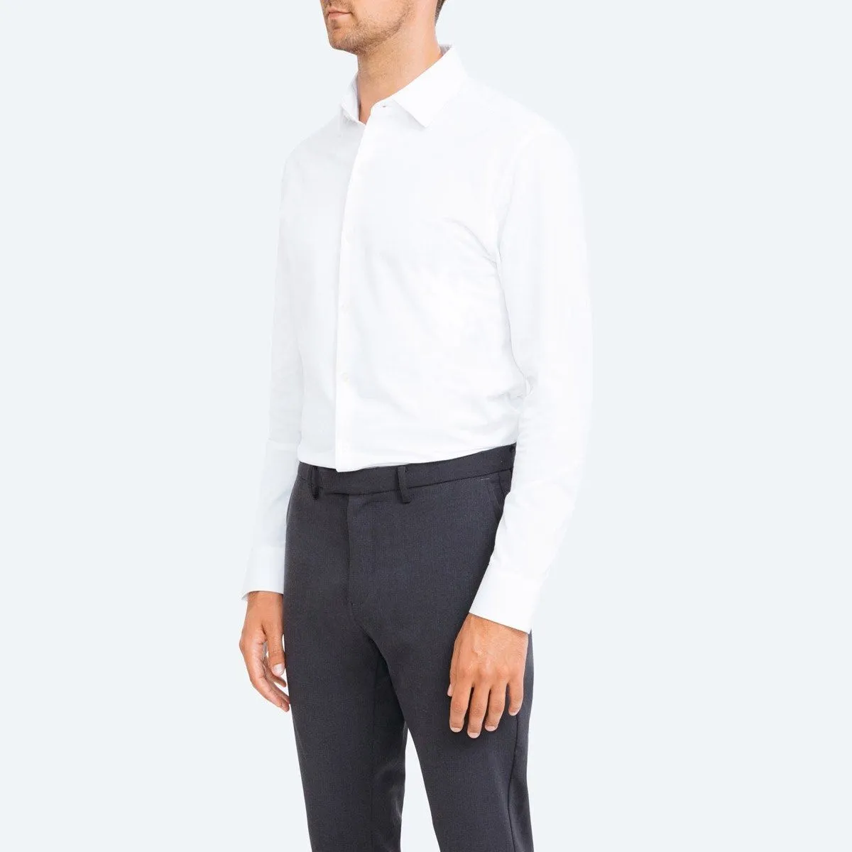 Men's Hybrid Dress Shirt - White Herringbone