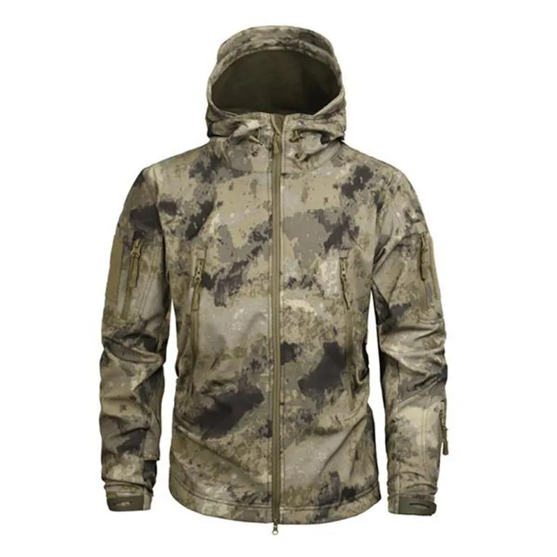 Men's Military Camo Style Soft Shell Hooded Jacket 71261361YM