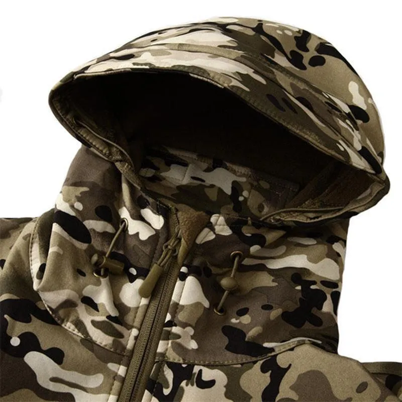 Men's Military Camo Style Soft Shell Hooded Jacket 71261361YM