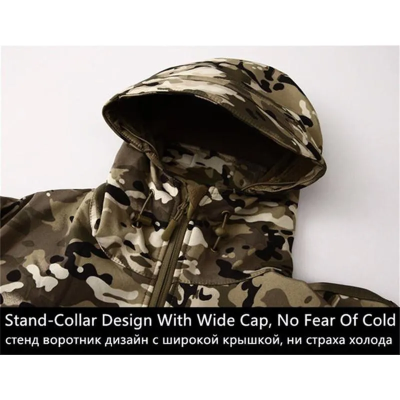 Men's Military Camo Style Soft Shell Hooded Jacket 71261361YM