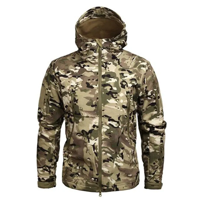 Men's Military Camo Style Soft Shell Hooded Jacket 71261361YM