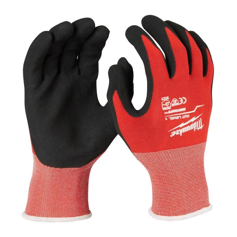 Milwaukee Cut Level 1 Nitrile Dipped Cut Resistant Gloves Red L 1 pair