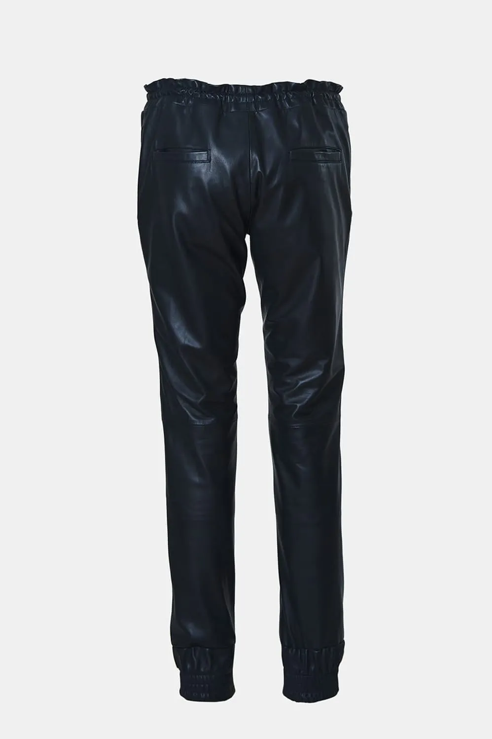 Navy Leather Joggers