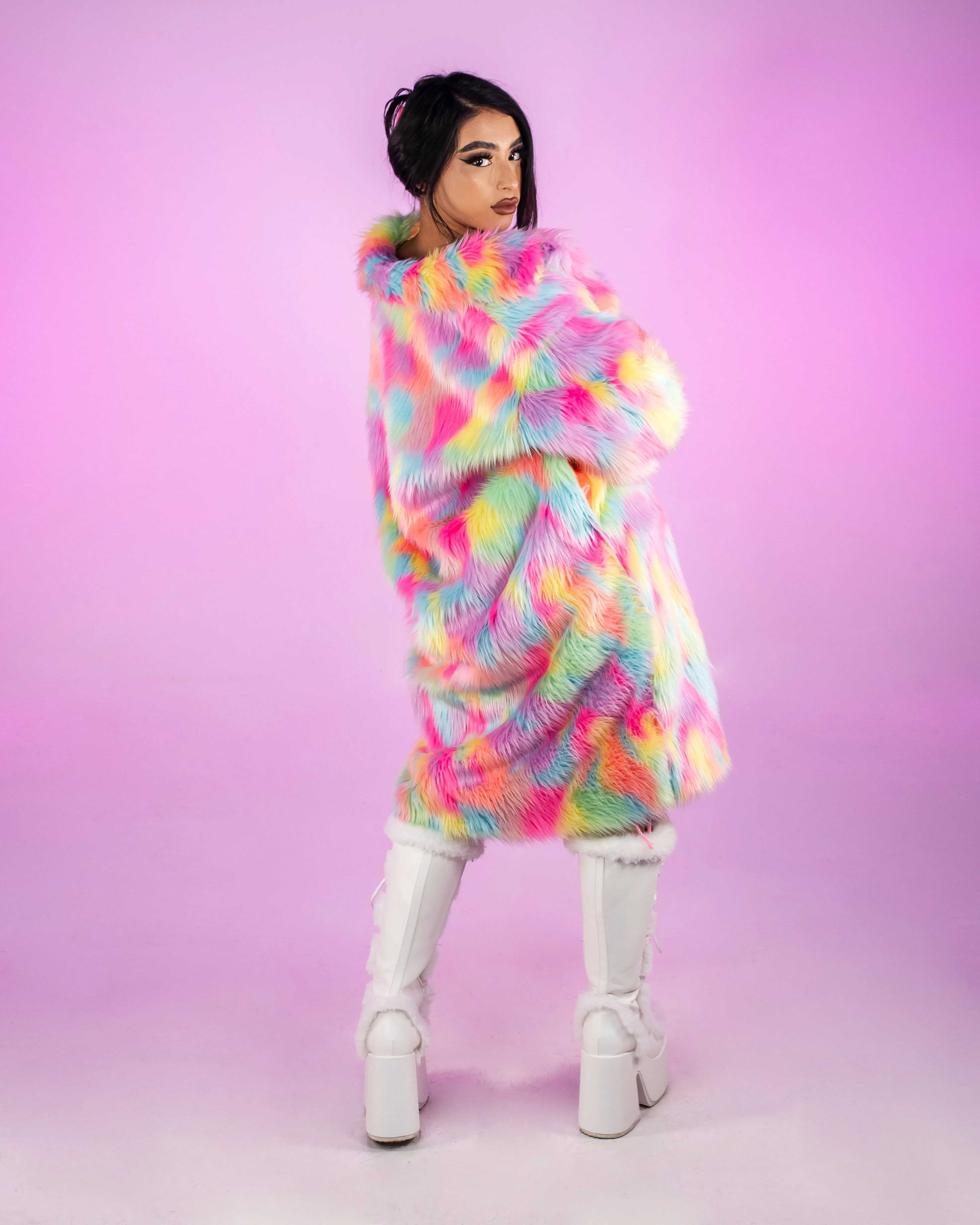 Neon Dreams Unisex Faux Fur Coat