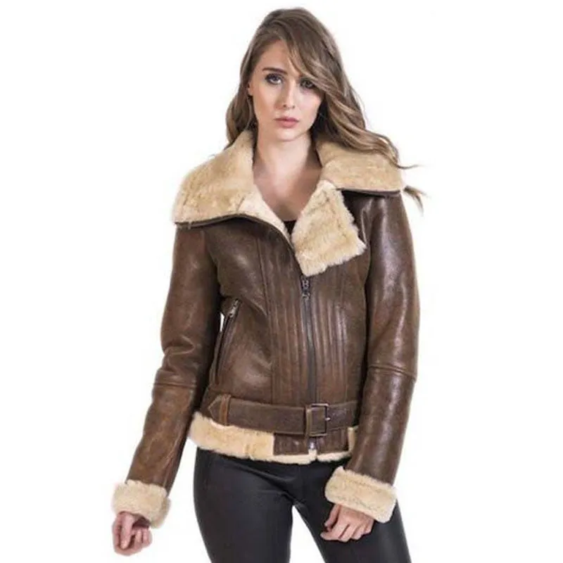 New Best Style B3 Bomber Jacket Womens Shearling Aviator