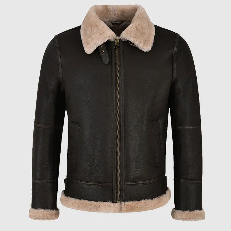 New Best Style Boyfriend Christmas Gift Black Sheepskin Jacket