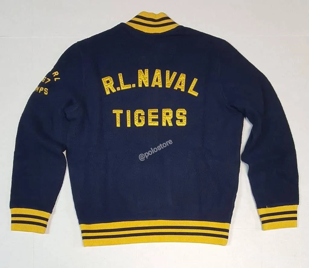 Nwt Polo Big & Tall Navy R.L. Naval Tigers 1967 Champs Fleece Patch/Embroidered Jacket