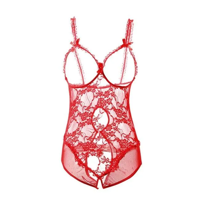 Open Crotch Women Lace Lingerie Transparent Nuisette