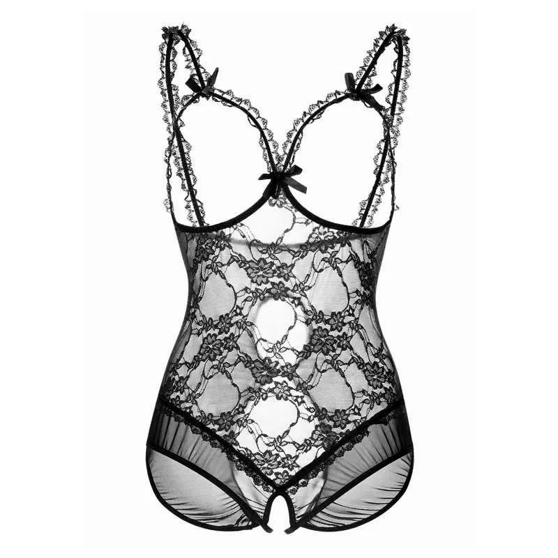 Open Crotch Women Lace Lingerie Transparent Nuisette