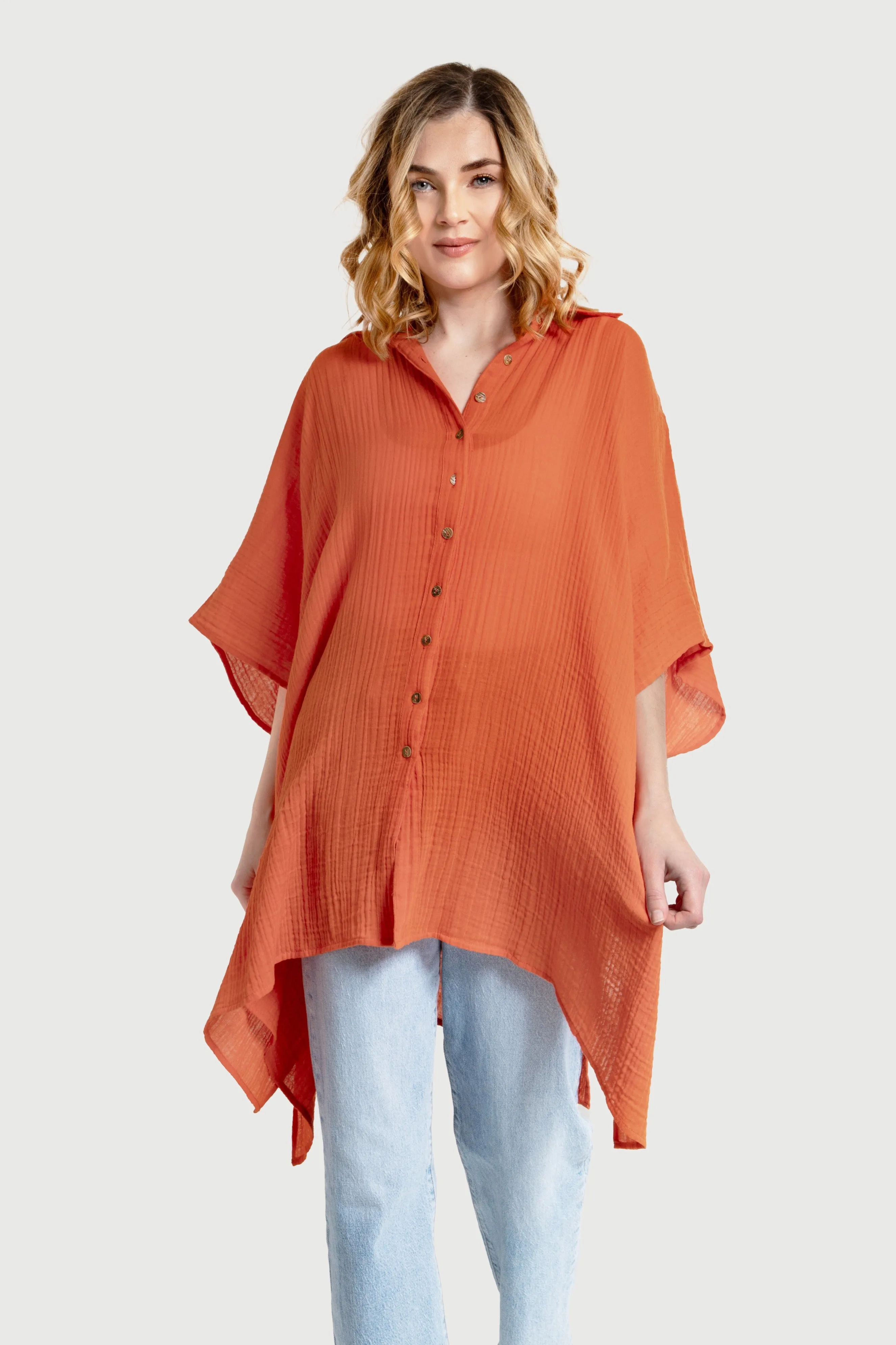 Oversized Textured Cotton Shirt