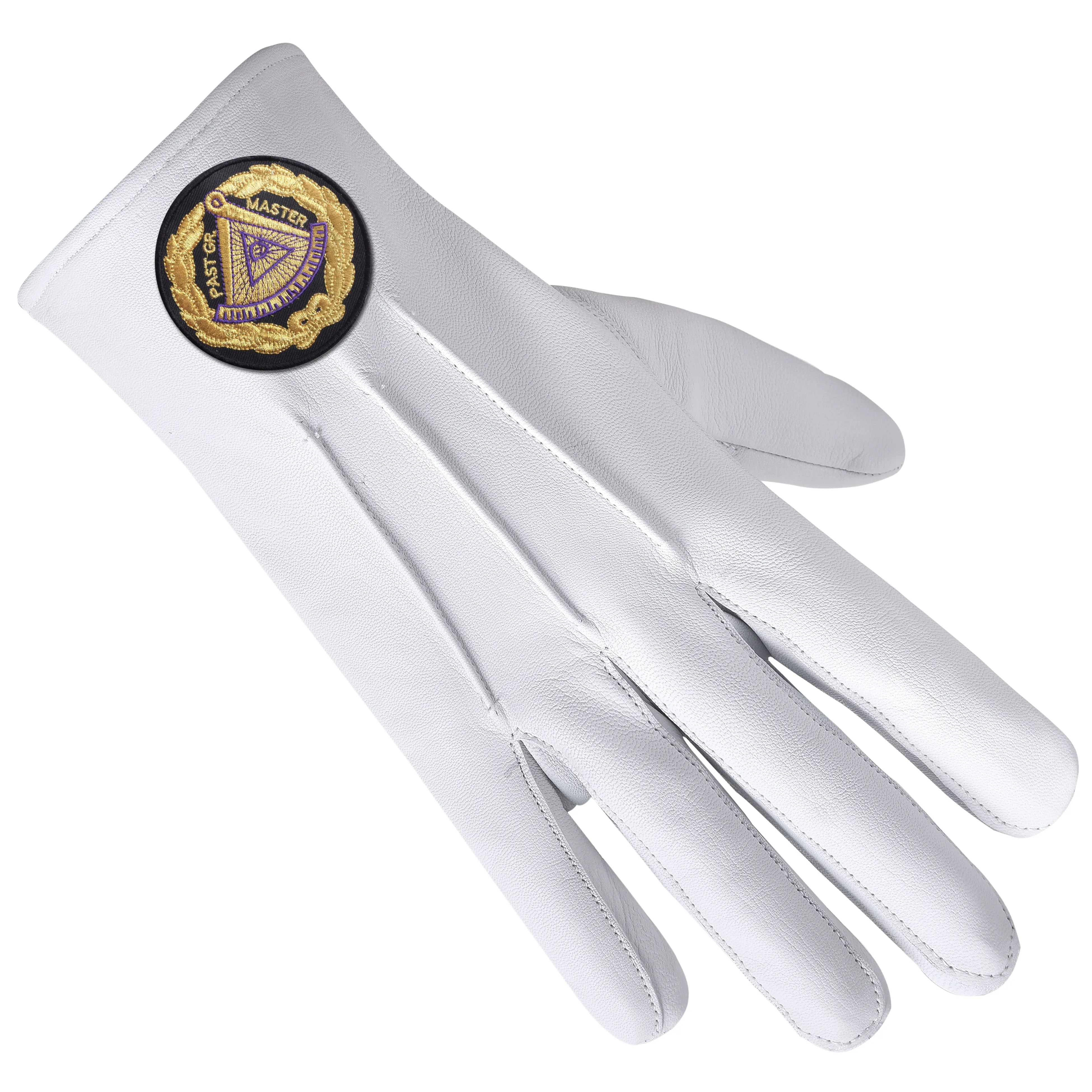 Past Grand Master Blue Lodge Gloves - Machine Embroidery Black Patch