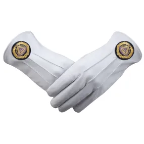 Past Grand Master Blue Lodge Gloves - Machine Embroidery Black Patch