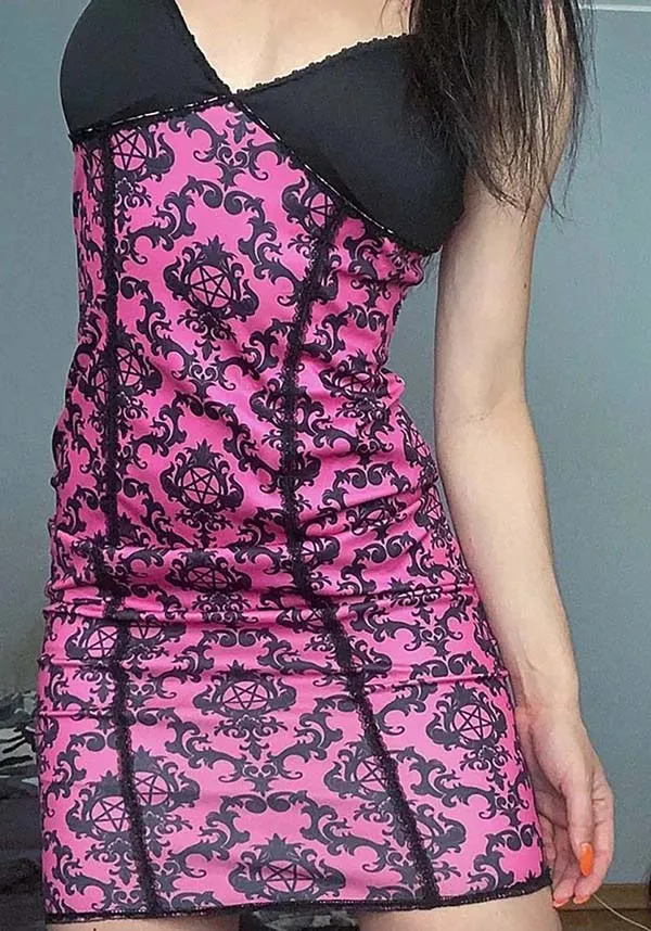 Pink Victorian Pentagram Damask Chaos | CAMI DRESS*