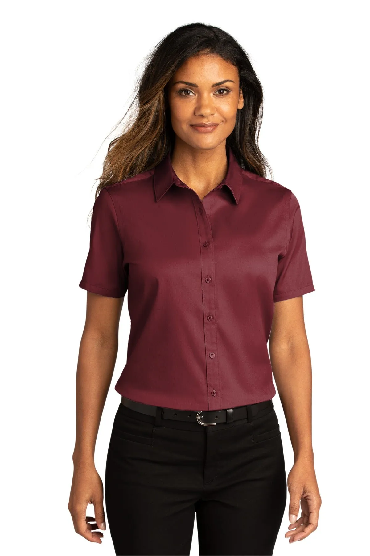 Port Authority® Ladies Short Sleeve SuperPro React™Twill Shirt. LW809