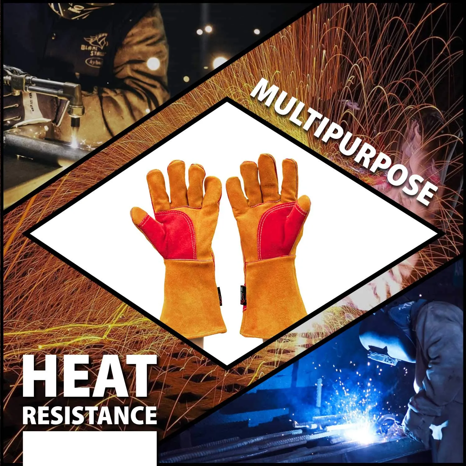 Prime Welding Gloves with Kevlar Thread Protection, Reinforced Thumb & Palm