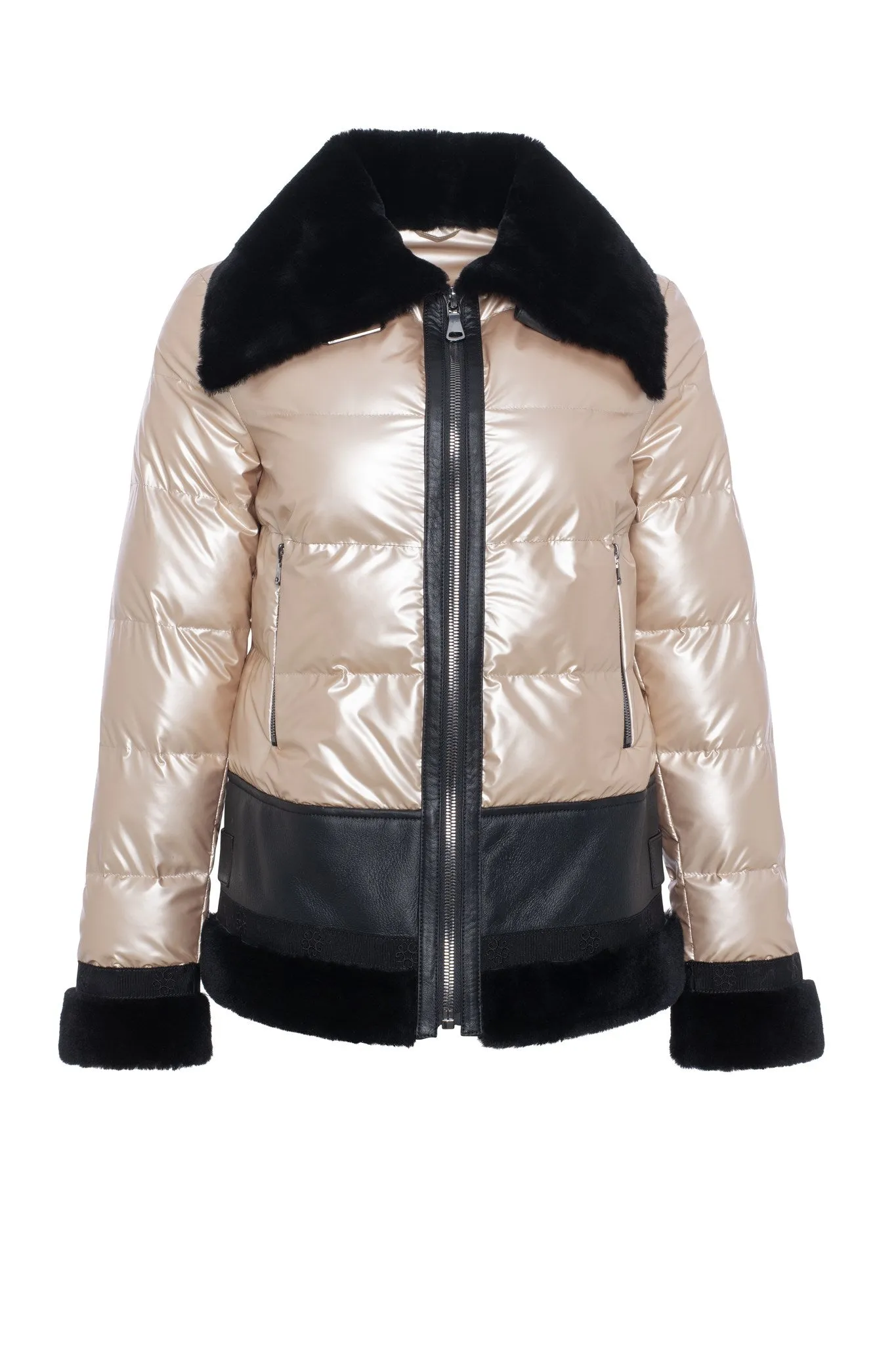 Quilted Jacket with Merino Shearling Lamb Trim