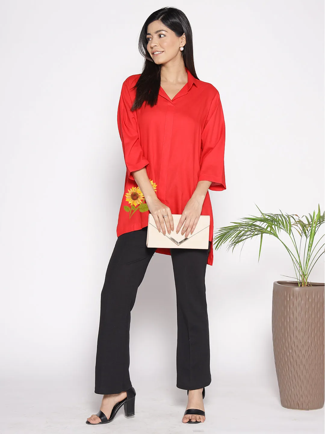 Red Rayon ShirtTop - Malmequer