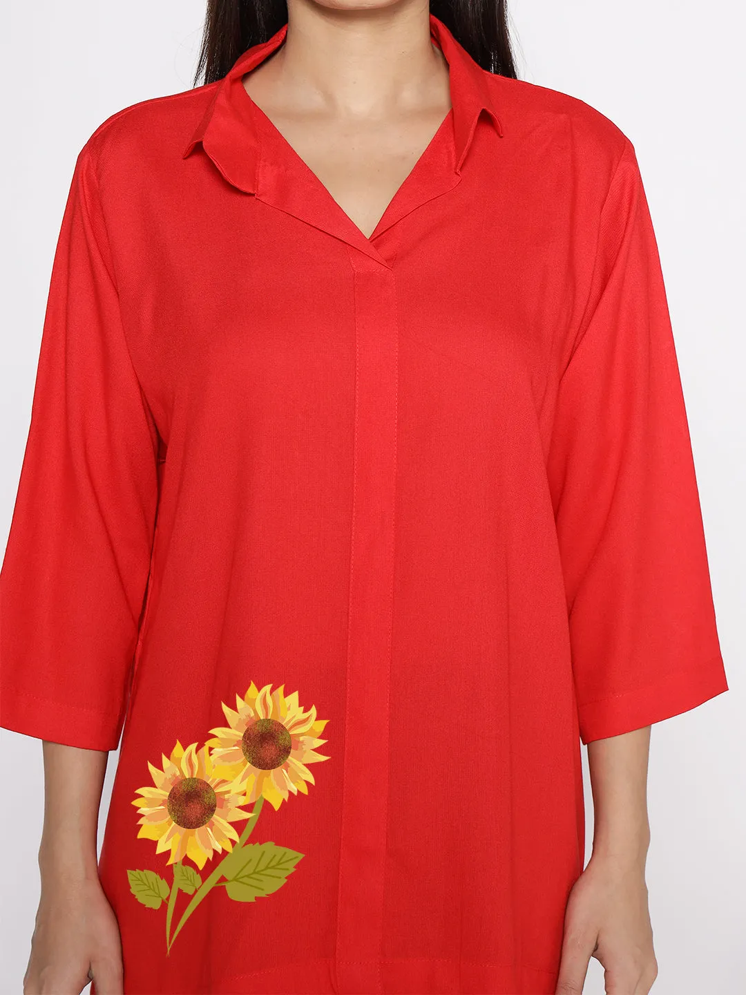 Red Rayon ShirtTop - Malmequer