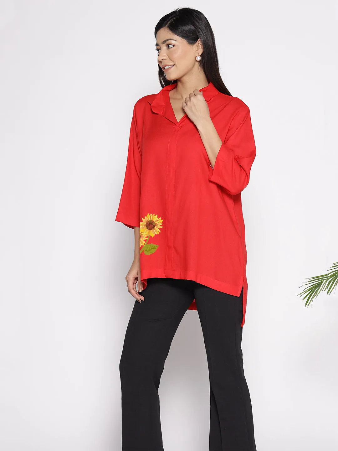 Red Rayon ShirtTop - Malmequer