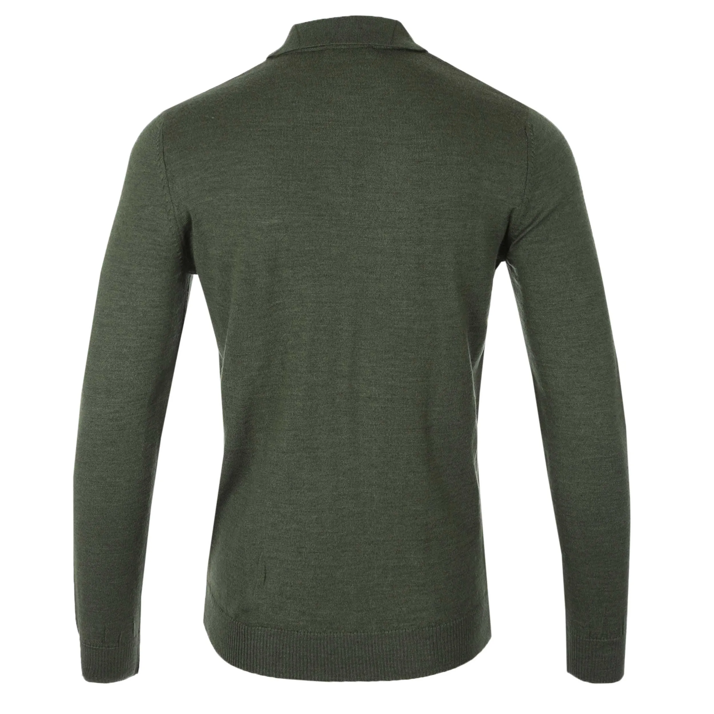 Remus Uomo Cable Knit Front Knitted Polo in Green