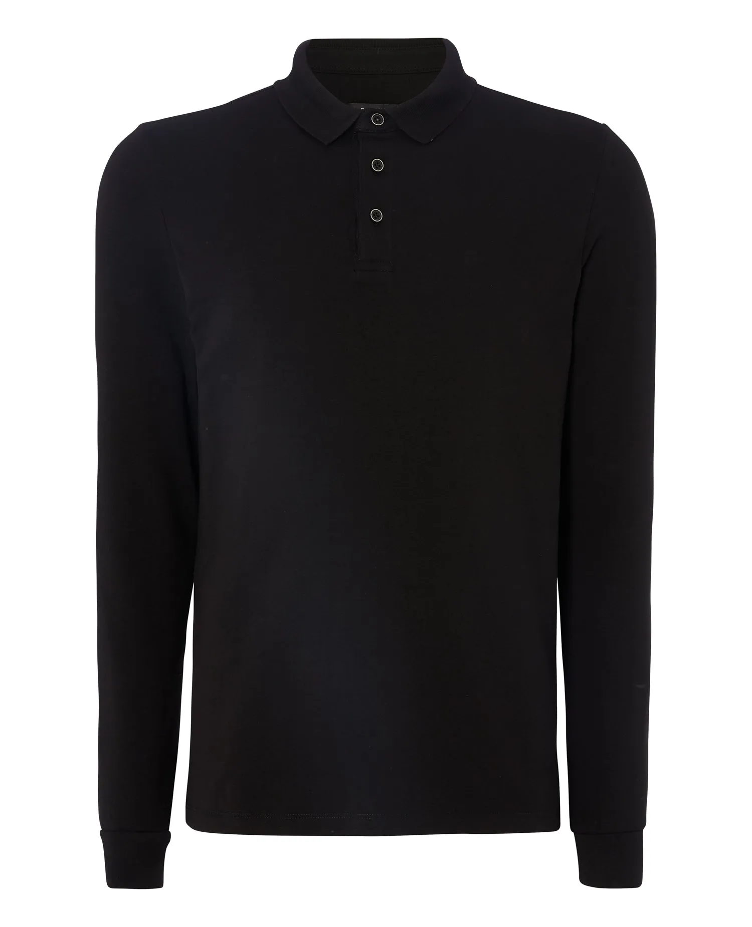 REMUS UOMO® Long Sleeve Cotton Stretch Polo Shirt/Black - New AW21