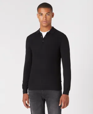 REMUS UOMO® Long Sleeve Merino Blend Polo Shirt/Black - New AW22