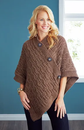 Ribbed Basketweave Poncho Pattern