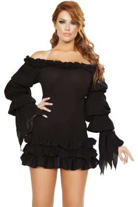 Roma Ruffled Pirate Dress with Sleeves & Multi Layered Skirt Costume