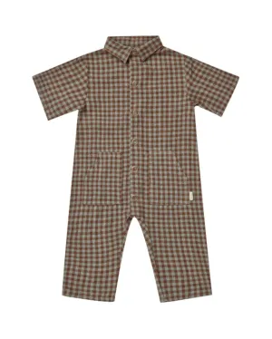 Rylee   Cru Boys Chocolate Gingham Rhett Jumpsuit