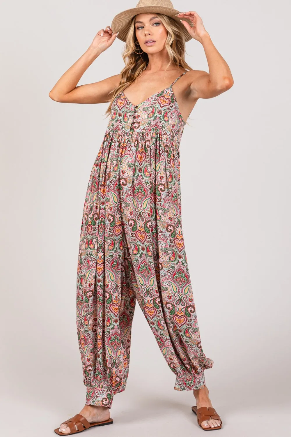 SAGE   FIG Multi Paisley Print Sleeveless Jumpsuit