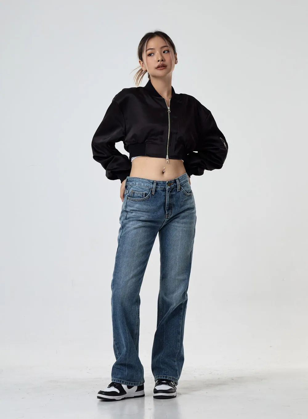 Satin Cropped Flight Jacket CG29