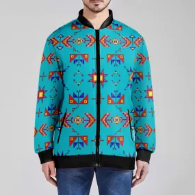 Scattered Generations Turquoise Zippered Collared Lightweight Jacket