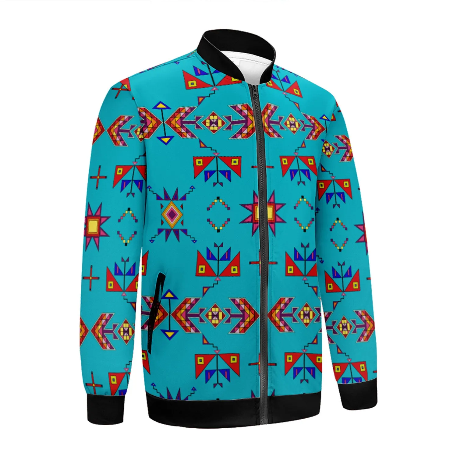 Scattered Generations Turquoise Zippered Collared Lightweight Jacket