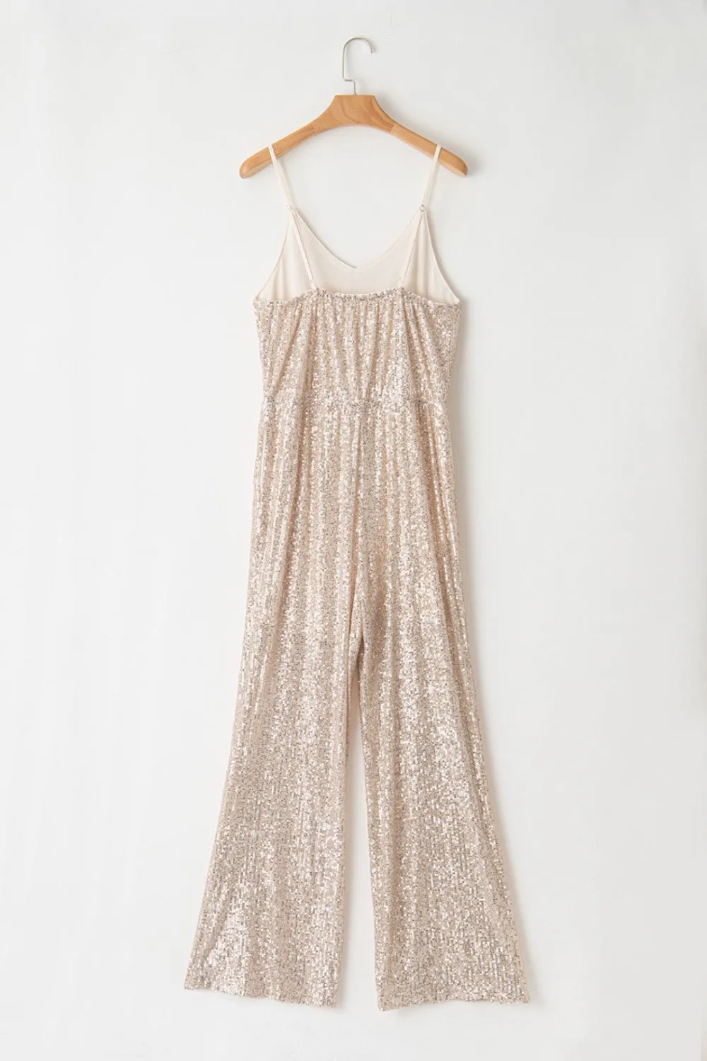 Sequin Spaghetti Strap Wide Leg Jumpsuit