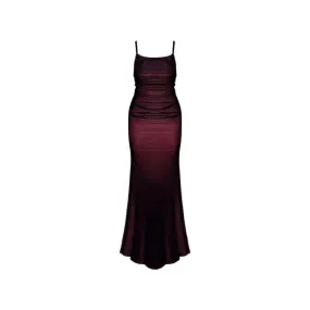 Sexy Luxury Woman Evening Dress Red Mesh Gothic Elegant Party Bodycon Dresses Maxi Dress Chic Female Night Club Outfits