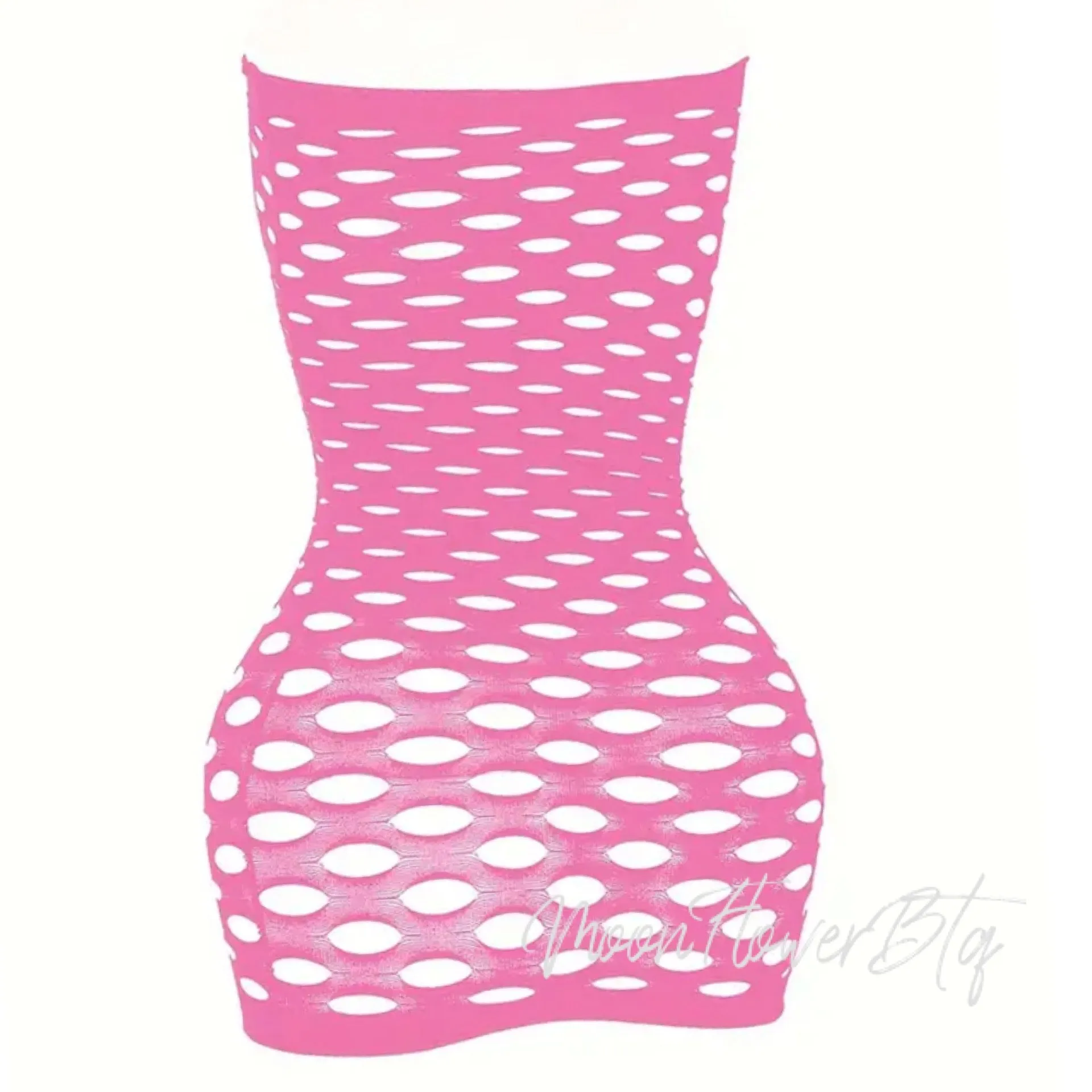 Sexy Pink Mesh Fishnet Mini Dress