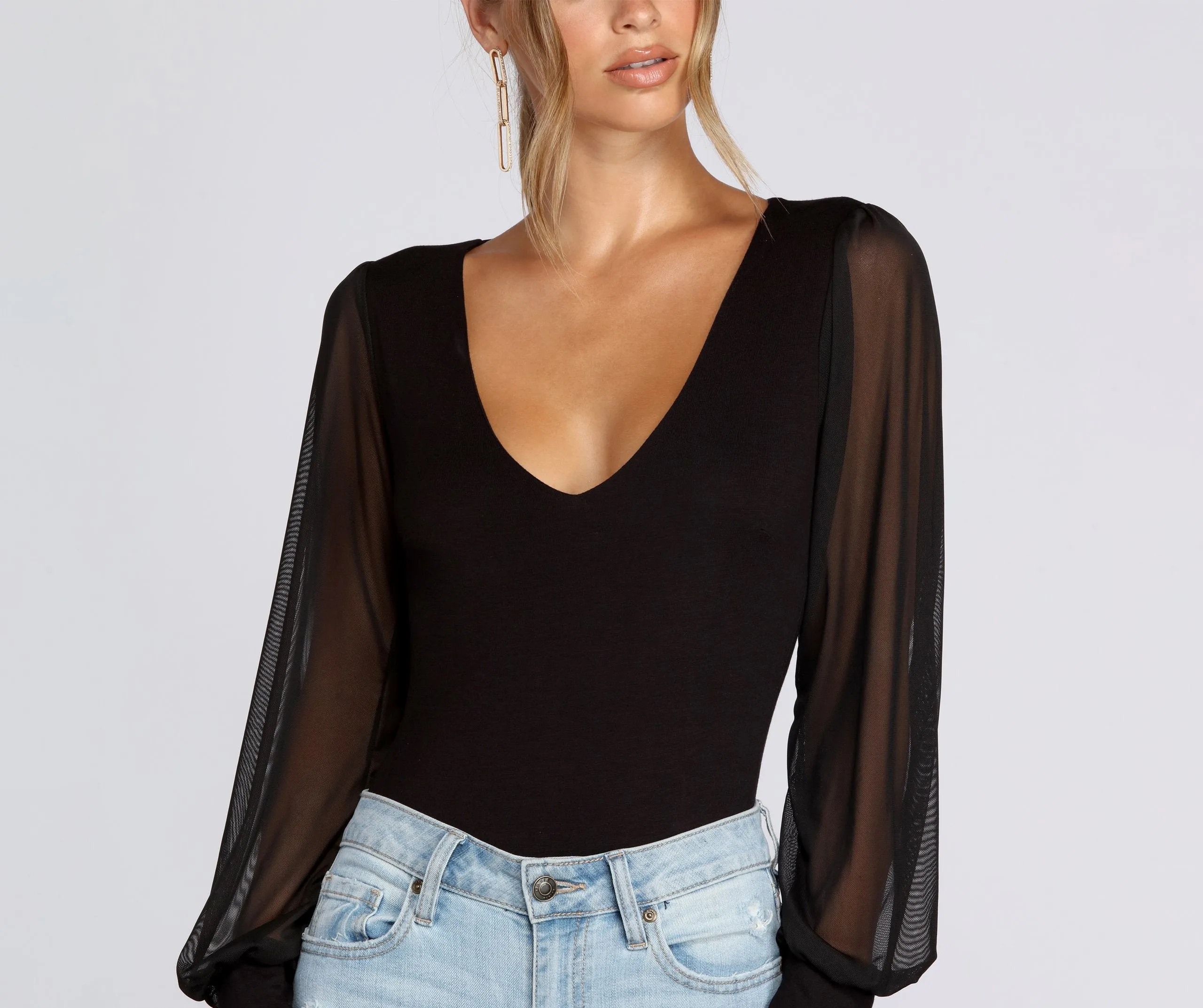 Sheer Bet Long-Sleeve Bodysuit