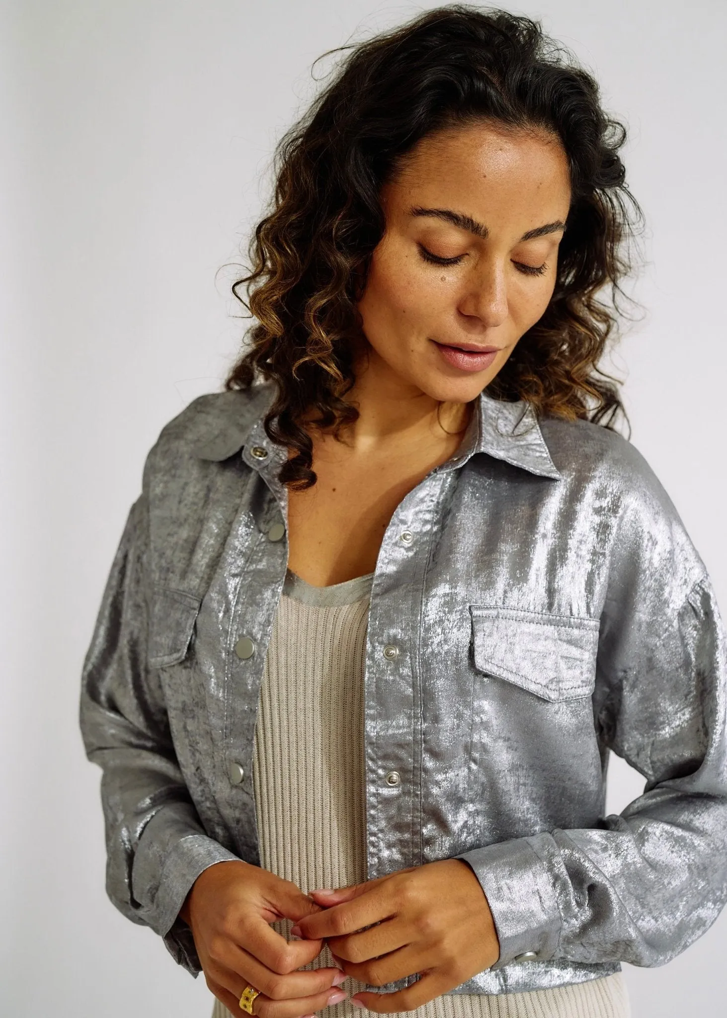 Shimmer Summer Jacket in Metallic Grey