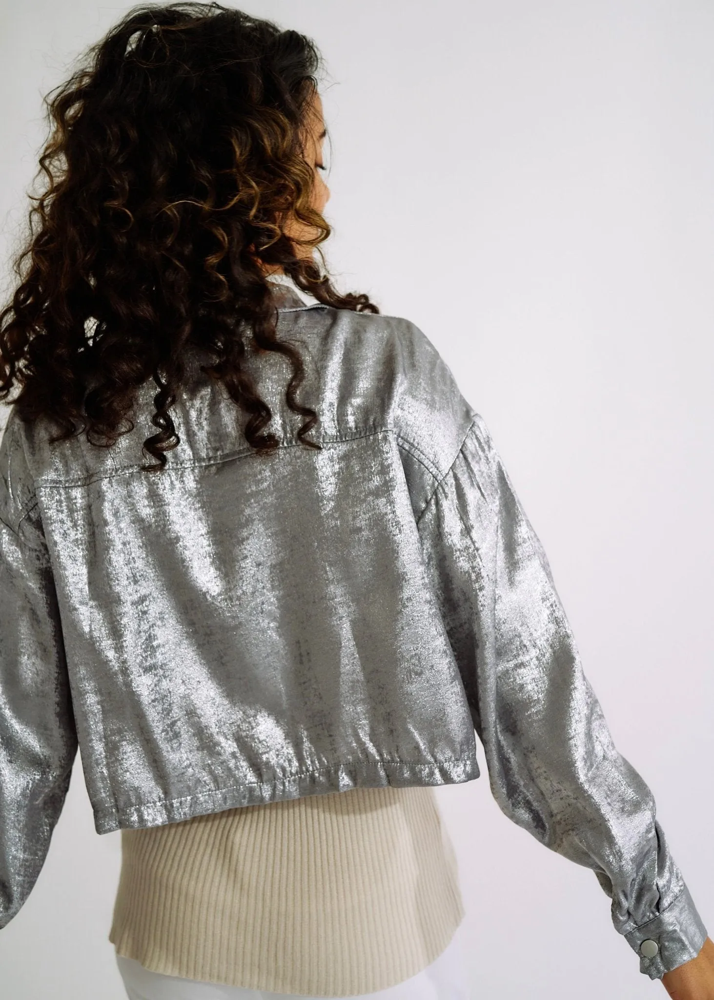 Shimmer Summer Jacket in Metallic Grey