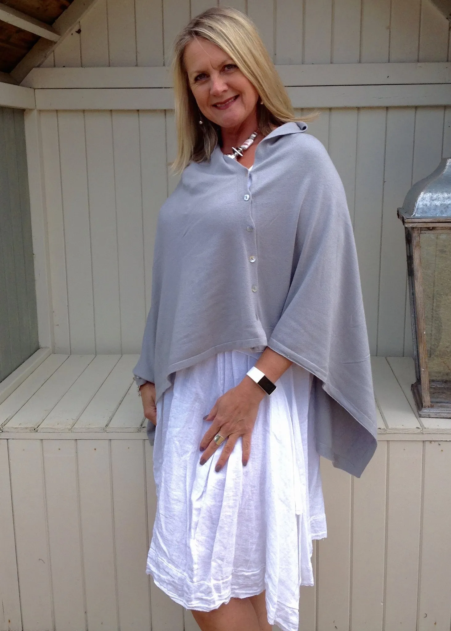 Sicily Five Way Poncho in Duck Egg