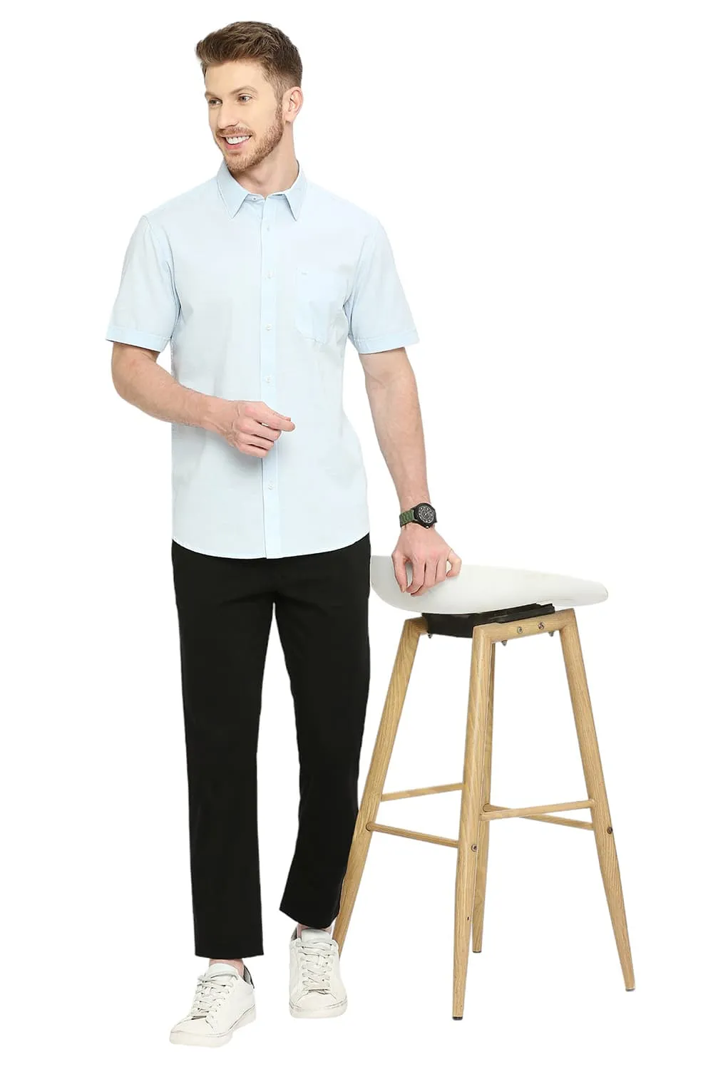 Slim Fit Cotton Slub Halfsleeves Shirt