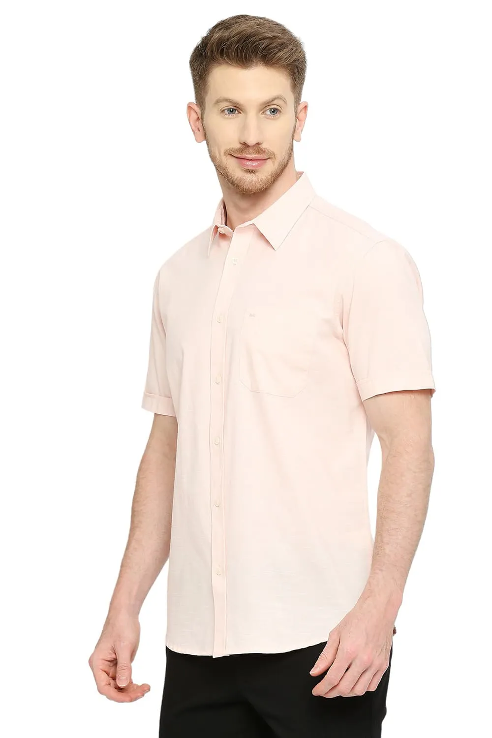 Slim Fit Cotton Slub Halfsleeves Shirt